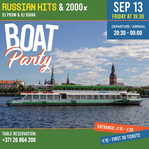 Galdiņa rezervācija BOAT PARTY 13.09.2024